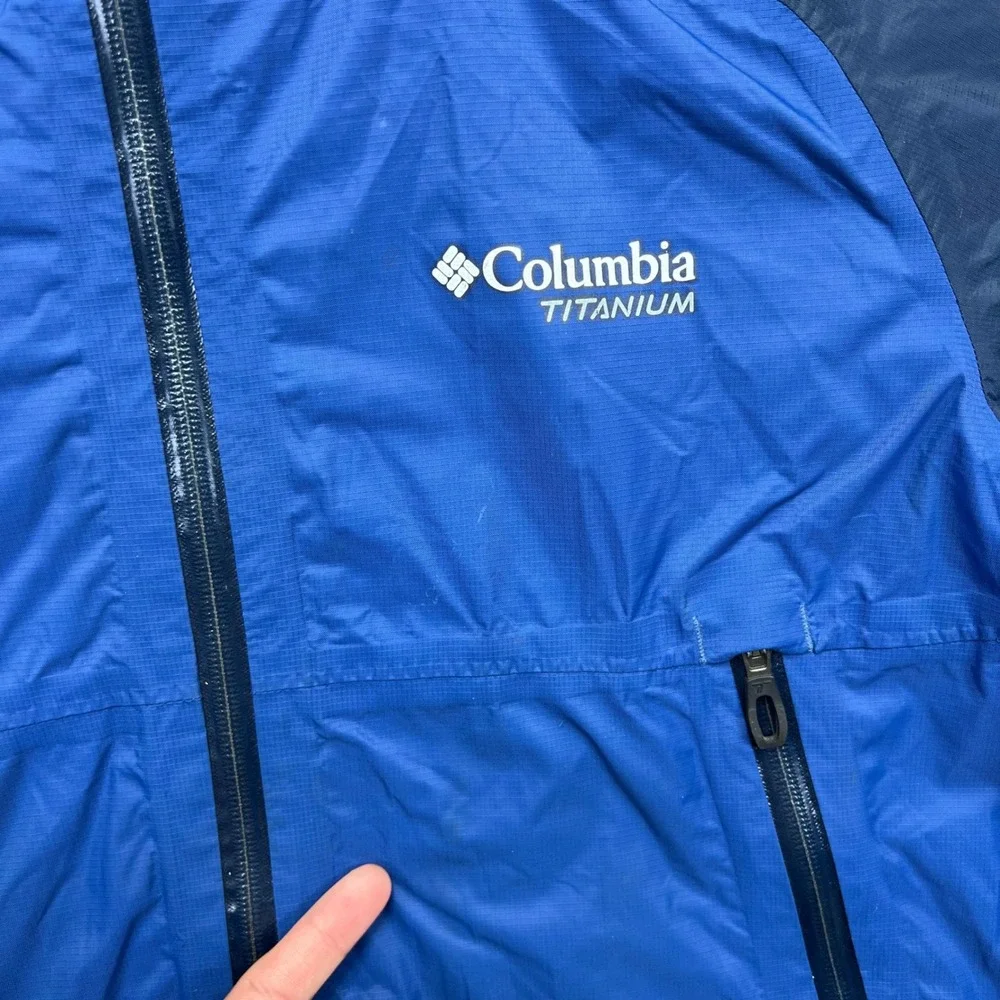 Columbia Titanium Jacket Mens Large Blue Black Omni-Tech Interchange Waterproof
